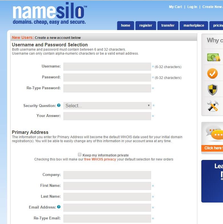 购买国外域名 使用Namesilo 购买注册域名流程